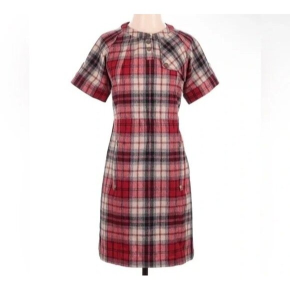 Pendleton Dress Adult Red Plaid Wool Portland Collection USA Open Back-XS - Picture 1 of 9